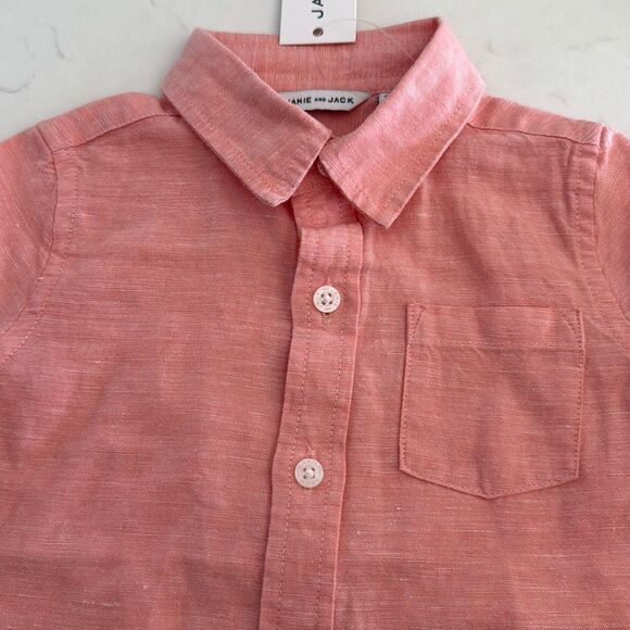 Janie and Jack Baby The Linen-Cotton Shirt in Coral Size 12/18 Months - Picture 3 of 6